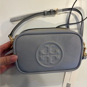Tory Burch Perry Bombe Mini Bag Embossed Logo Crossbody Bay Gary Color